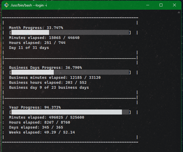 Month & Year Progress Bar Script demo